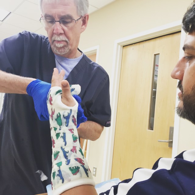 Doesn't he look hot in his dinosaur cast? RAWR!